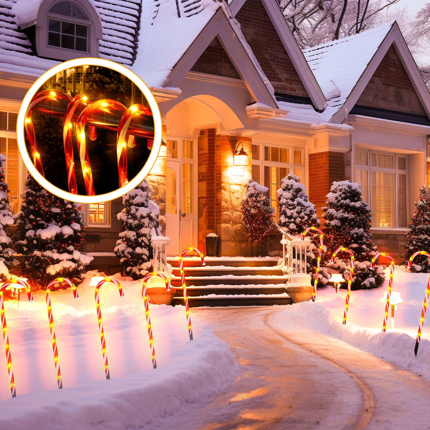 Clanmacy LED-Lichterkette LED Zuckerstangen LED Beleuchtung Leuchtstab Weih günstig online kaufen