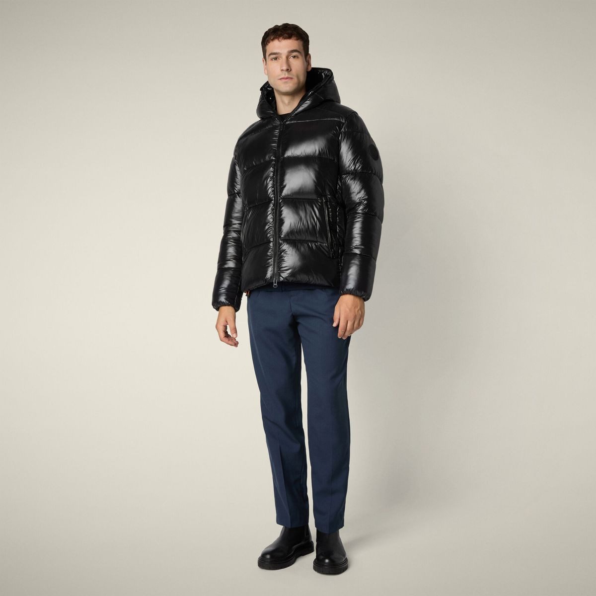 SAVE THE DUCK Steppjacke Edgard Nachhaltige Herrenjacke mit glänzendem Finish und winddichter