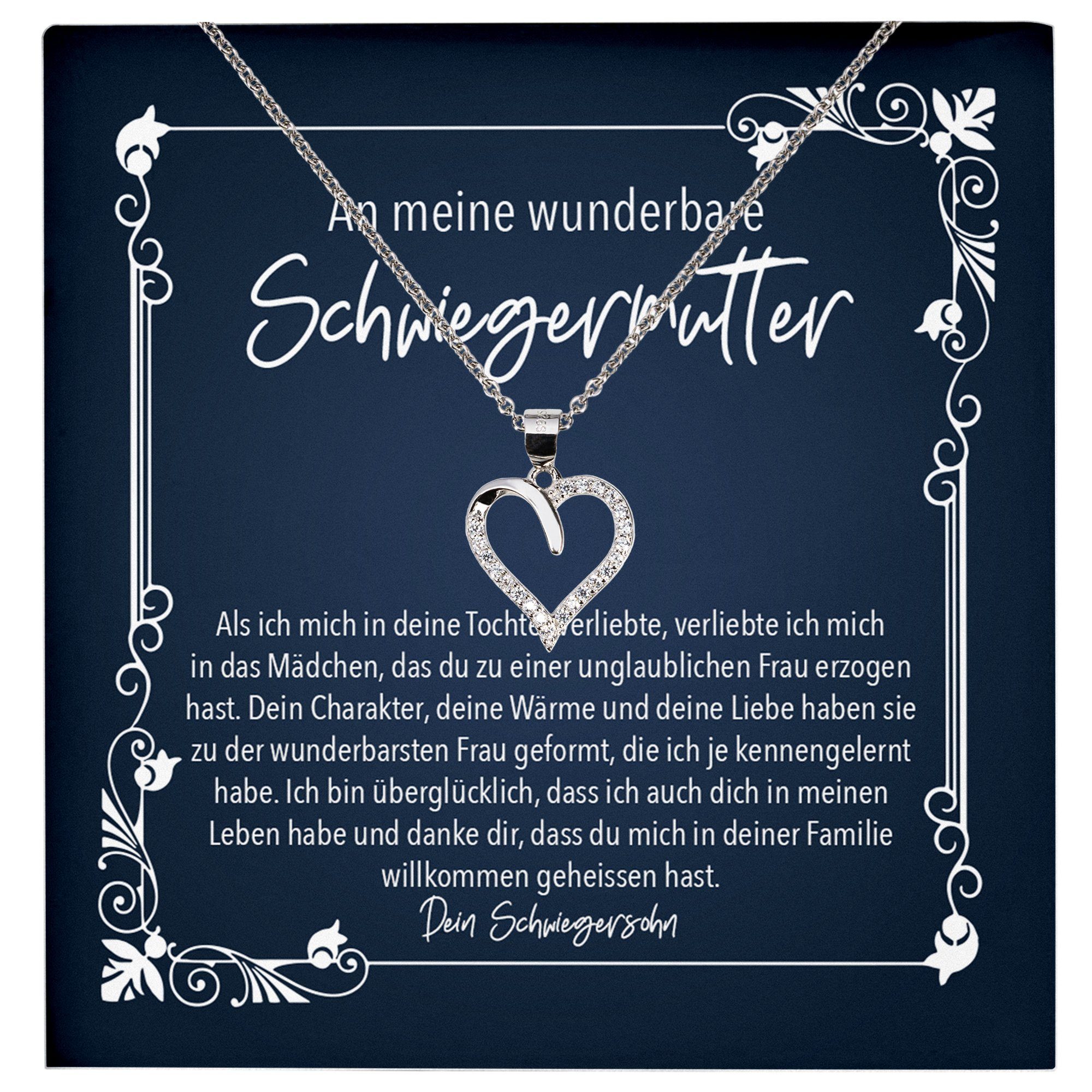 Valentinstagsgeschenk 22Feels Schmuckset Schwiegermutter Geschenk v Schwiegersohn Herz Halskette Frauen Schmuck (inkl. Geschenktasche, Karte, Poliertu