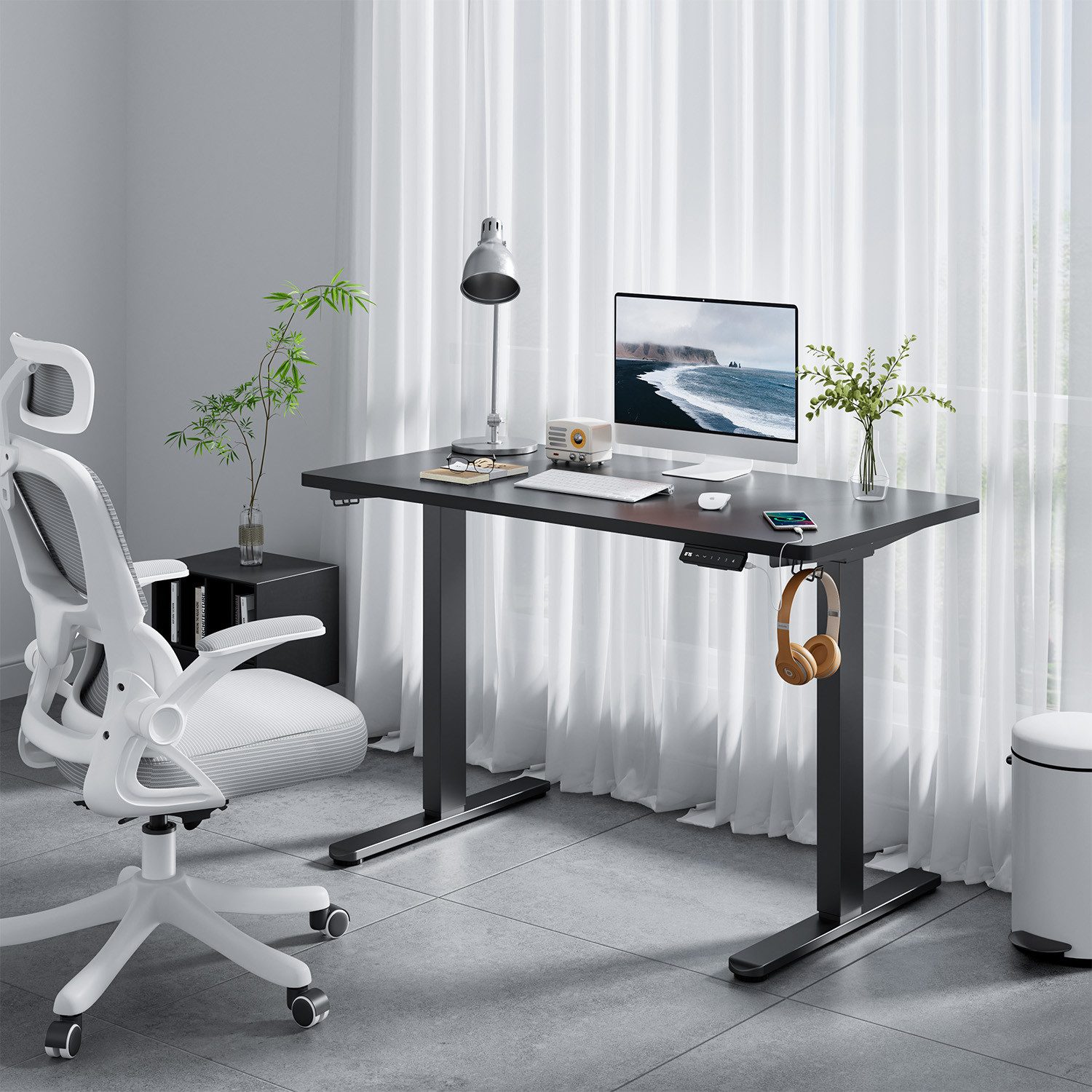 Furnicopia Schreibtisch Höhenverstellbar mit einer 25 mm dicken einteiligen günstig online kaufen