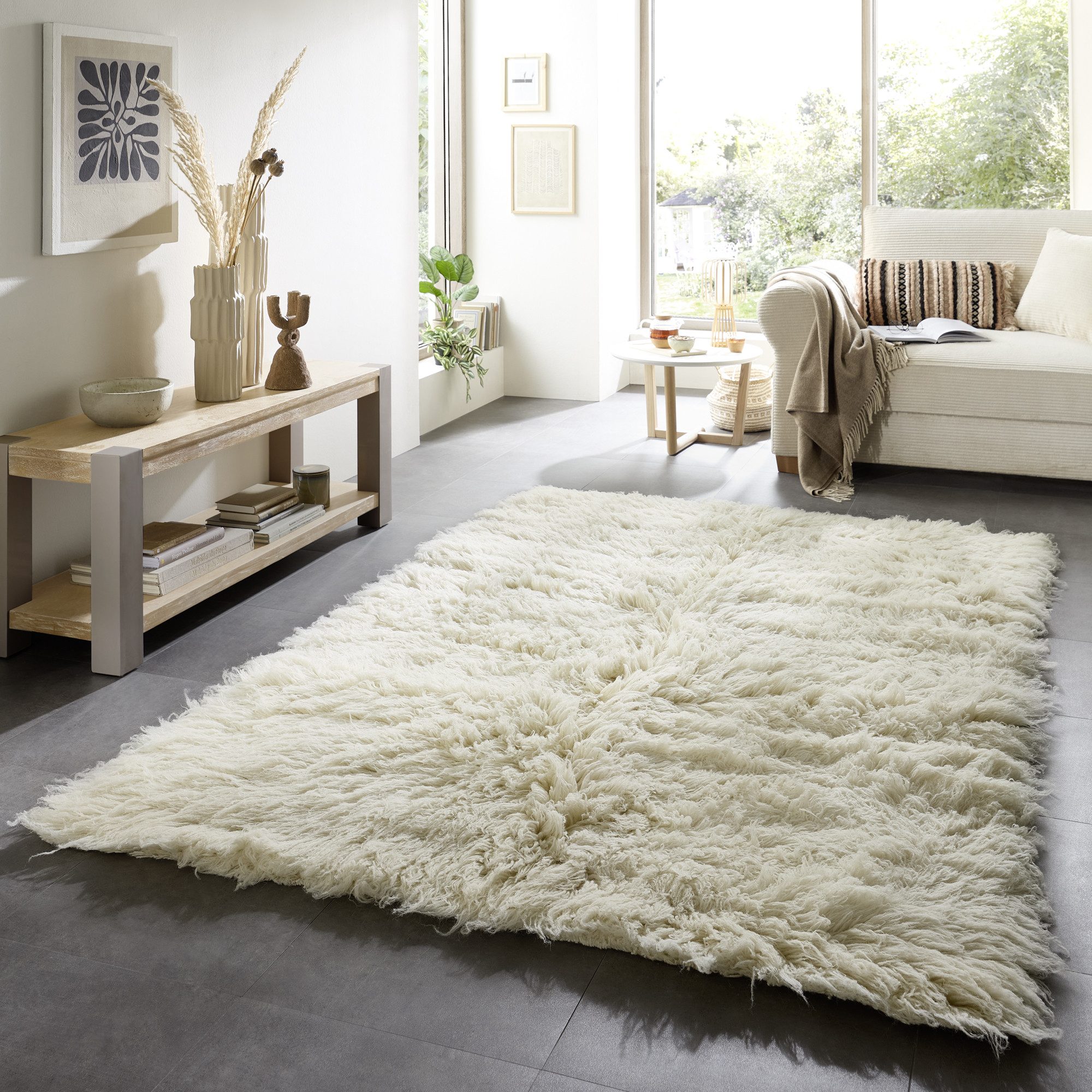 THEKO Wollteppich Flokos 2, handgewebt, rechteckig, Höhe: 70 mm, original griechischer Flokati, Hochflor, reine Wolle, auch in rund