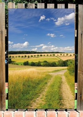 Wallario Sichtschutzzaunmatten Feldlandschaft unter blauem Himmel