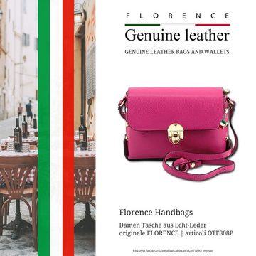 FLORENCE Umhängetasche Florence Umhängetasche Damen Tasche (Umhängetasche), Damen Leder Umhängetasche, fuchsia, pink ca. 22cm