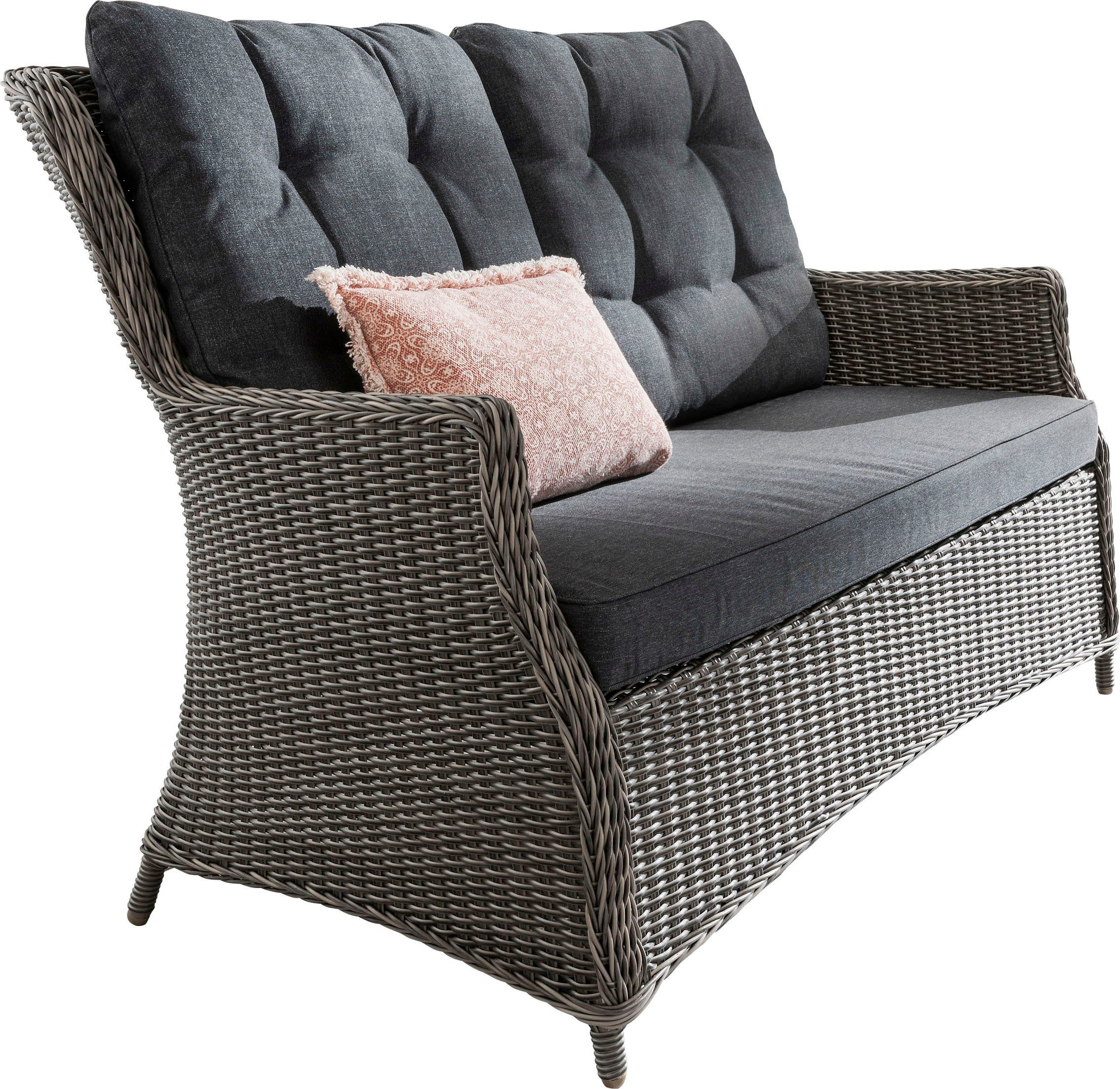 CASA, Polyrattan, inkl. Auflagen vintage Destiny grau, Loungesofa