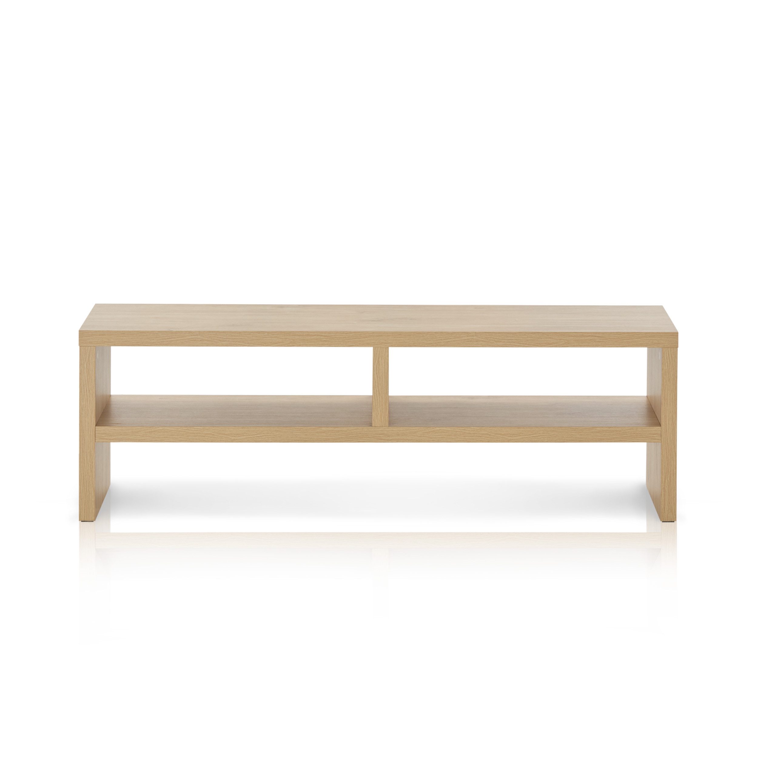KHG TV-Board TV-Schrank Eiche-Optik mit 2 offenen Fächern 140x45x35 cm (Kompaktes Lowboard mit viel Stauraum, stabile Konstruktion, 1 St., Kabelmanagement durch offene Fächer, vielseitig einsetzbar), offene Fächer
