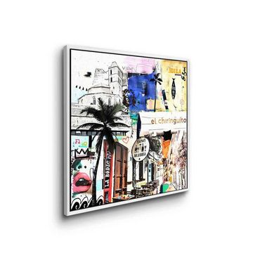 DOTCOMCANVAS® Leinwandbild Ibiza Funk, Leinwandbild Ibiza Funk Lifestyle Streetart Collage quadratisch weiß