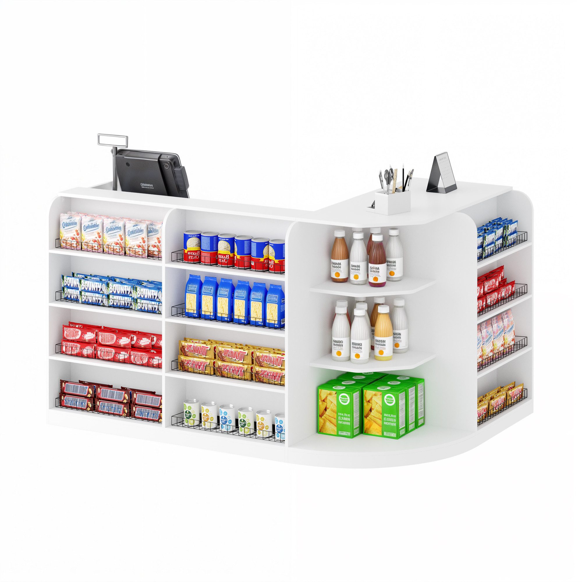 FUFU&GAGA Empfangstheke mit 3 Schubladen und 1 Schrank, weiß, 100 x 180 x 1 günstig online kaufen