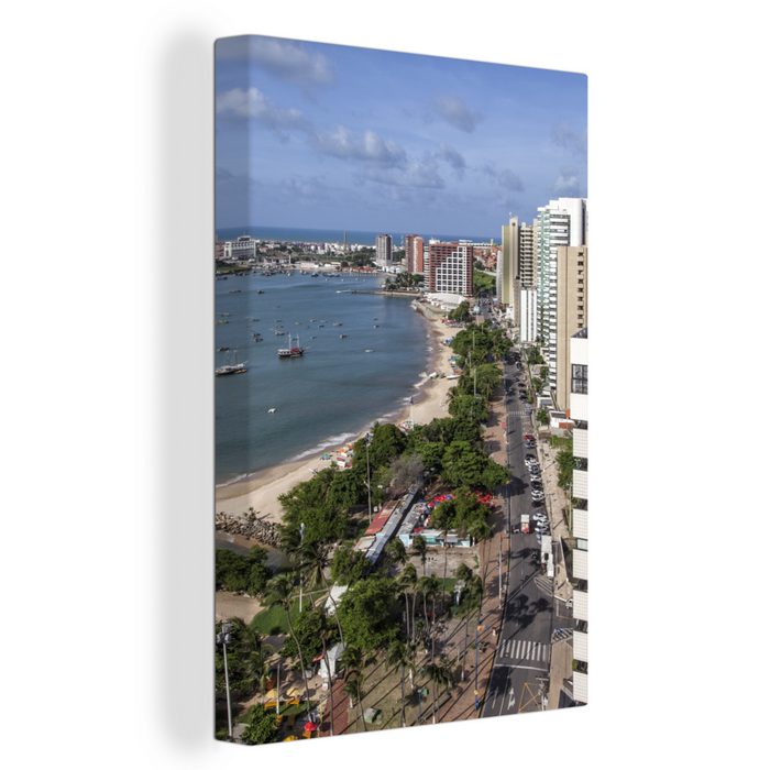 OneMillionCanvasses® Leinwandbild Blick auf die Küste von Fortaleza in Brasilien (1 St) Leinwandbild fertig bespannt inkl. Zackenaufhänger Gemälde