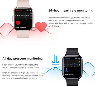 findtime Smartwatch (1,69 Zoll, Android, iOS), mit Blutdruckmessung Herzfrequenz Schlafdaten Wetter Fitness Sportuhr