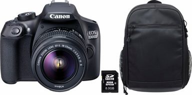 EOS 1300D 18-55 IS Spiegelreflex Kamera + Rucksack CB-BP100 + 8 GB SD-Karte Class 10