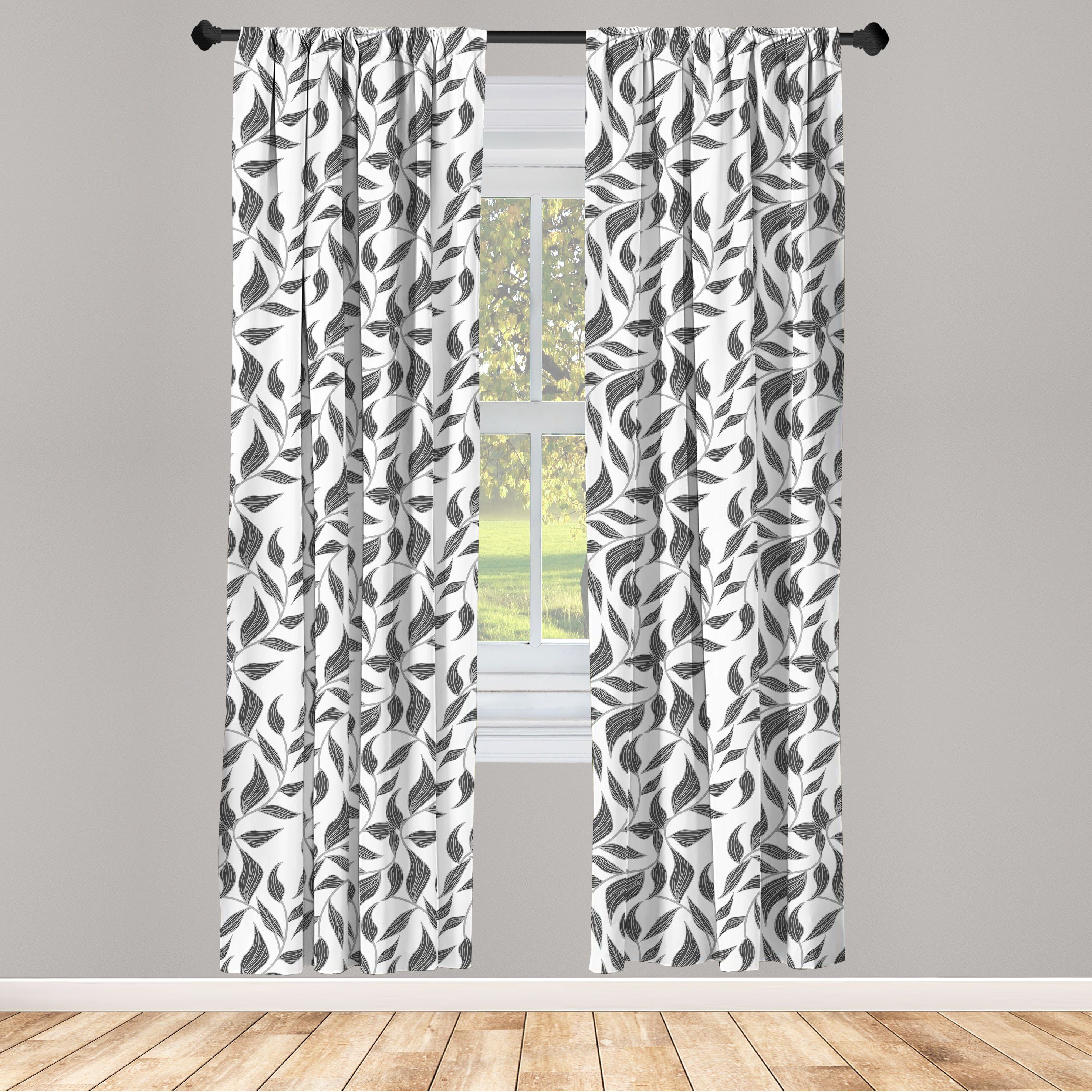 Gardine Vorhang für Wohnzimmer Schlafzimmer Dekor, Abakuhaus, Microfaser, Abstrakt Blätter auf Reben Natur