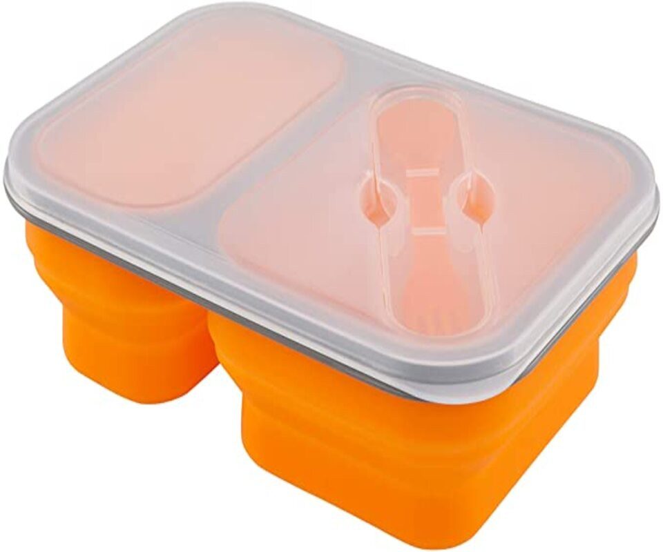 Adler Lunchbox Adler AD 6707 Lunchbox Silikon Behälter 2 Fächer orange