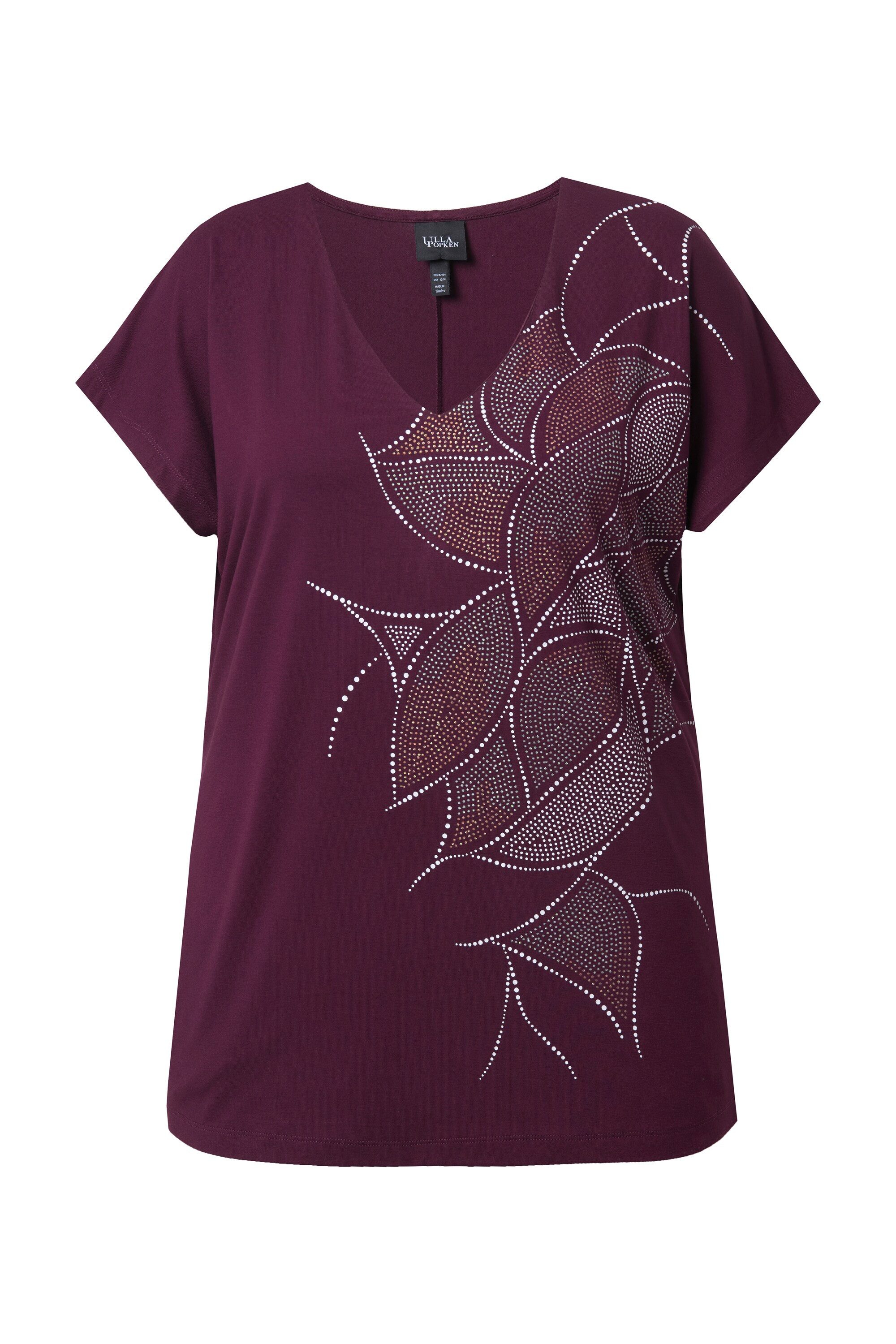 Ulla Popken T-Shirt T-Shirt Glitzerdruck Oversized günstig online kaufen