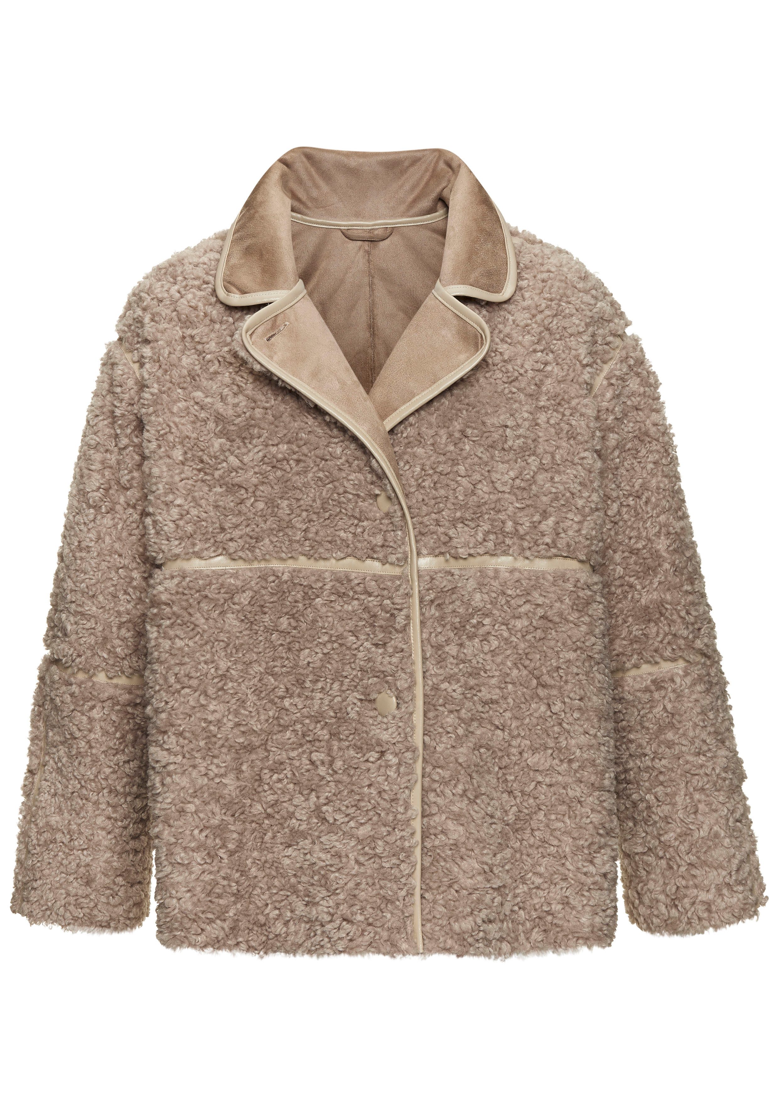 LASCANA Fellimitatjacke, mit Lederimitat-Einsätzen, Sherpa-Jacke aus Teddyp günstig online kaufen