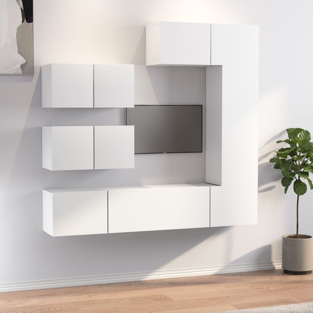 Weiß TV-Schrank vidaXL TV-Schrank-Set Holzwerkstoff (6-St) 6-tlg.