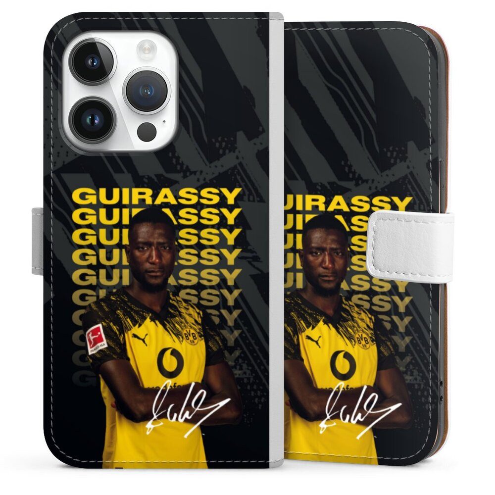 DeinDesign Handyhülle Borussia Dortmund Serhou Guirassy BVB Serhou Guirassy 25/26, Apple iPhone 14 Pro Hülle Handy Flip Case Wallet Cover