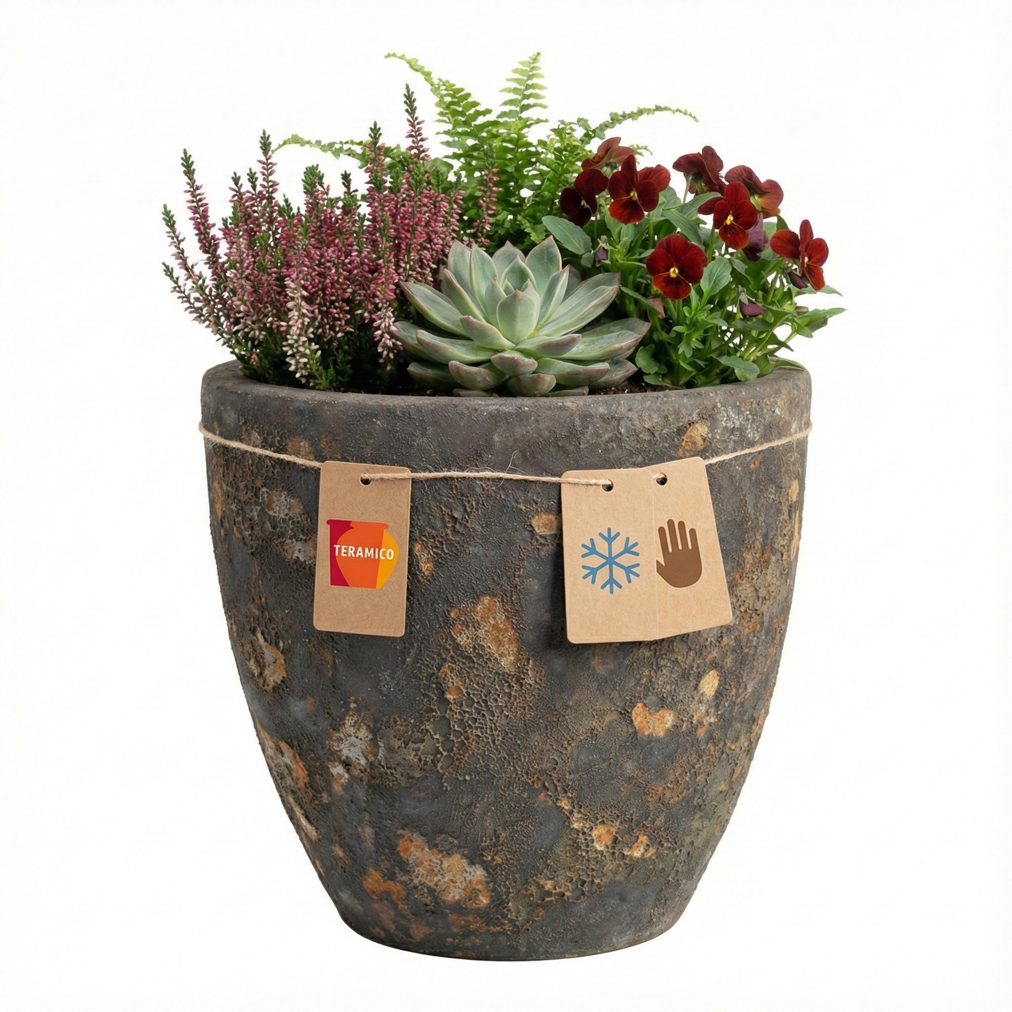 Teramico Pflanzkübel Keramik Pflanzgefäß Eggpot, Lava Braun, Ø 38 cm, Steinzeug geschliffen, 100% Frostfest