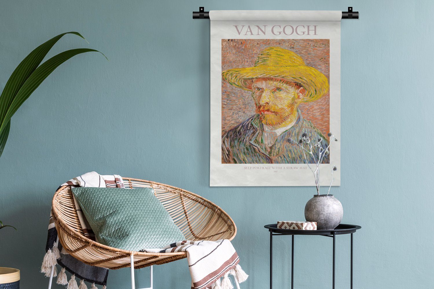MuchoWow Wanddekoobjekt Van Gogh - - Tapisserie, Wohnzimmer, Gemälde für an - Wand, Selbstporträt Schlafzimmer Deko Gelb, der