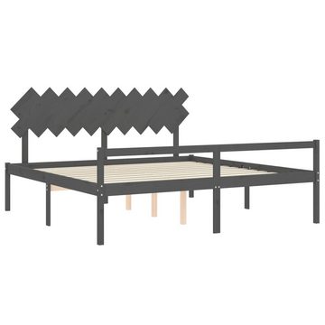 furnicato Bett Seniorenbett mit Kopfteil 200x200 cm Grau Massivholz