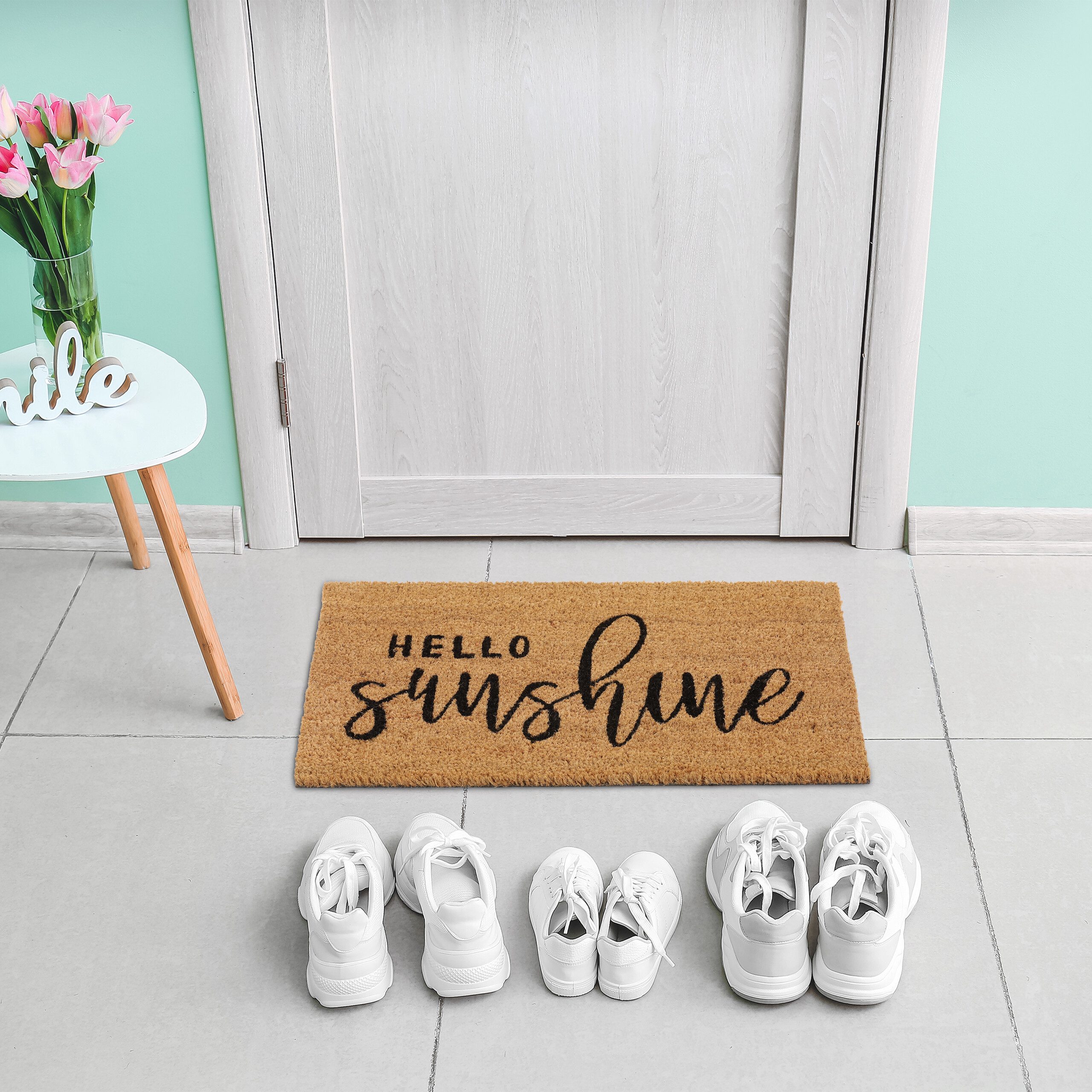 relaxdays Fußmatte Kokos Fußmatte Hello Sunshine, rechteckig, Höhe: 15 mm günstig online kaufen