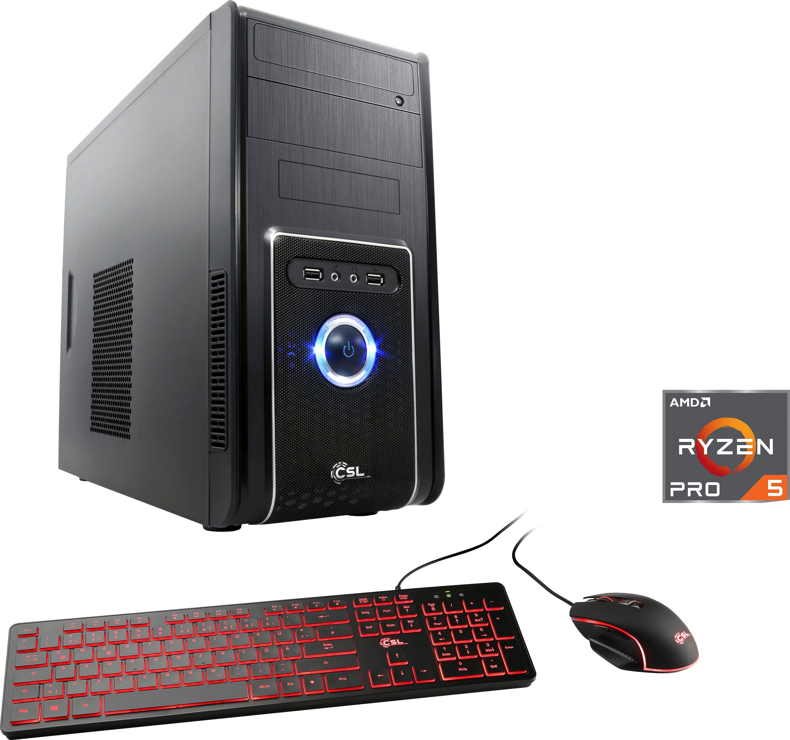 CSL Sprint V28132 Gaming-PC (AMD Ryzen 5 PRO 4650G, Radeon Graphics, 16 GB RAM, 1000 GB SSD, Luftkühlung)
