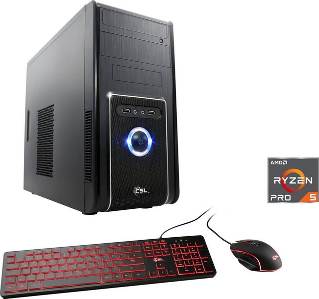 CSL Sprint V28132 Gaming-PC (AMD Ryzen 5 PRO 4650G, AMD Radeon Graphics, 16 GB RAM, 1000 GB SSD, Luftkühlung)