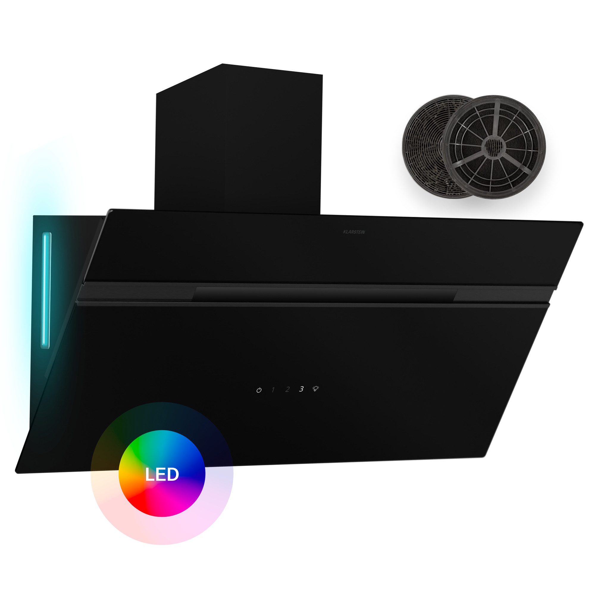 Klarstein Deckenhaube Alina 90 Serie CGCH7_Alina_F.BK_90 Alina 90, Dunstabzugshaube Küche Abzughaube Abluft Umluft Edelstahl LED