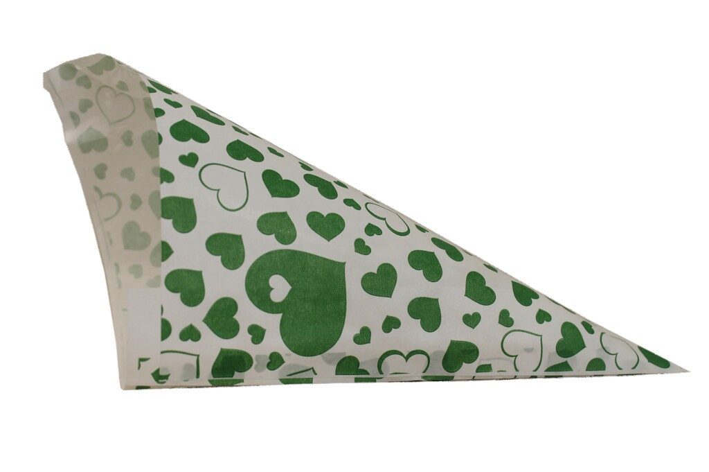 Papierspitztüten Spitztüten, Grüne Herzen, PGV, 23 cm / 250 g, 200 Stück
