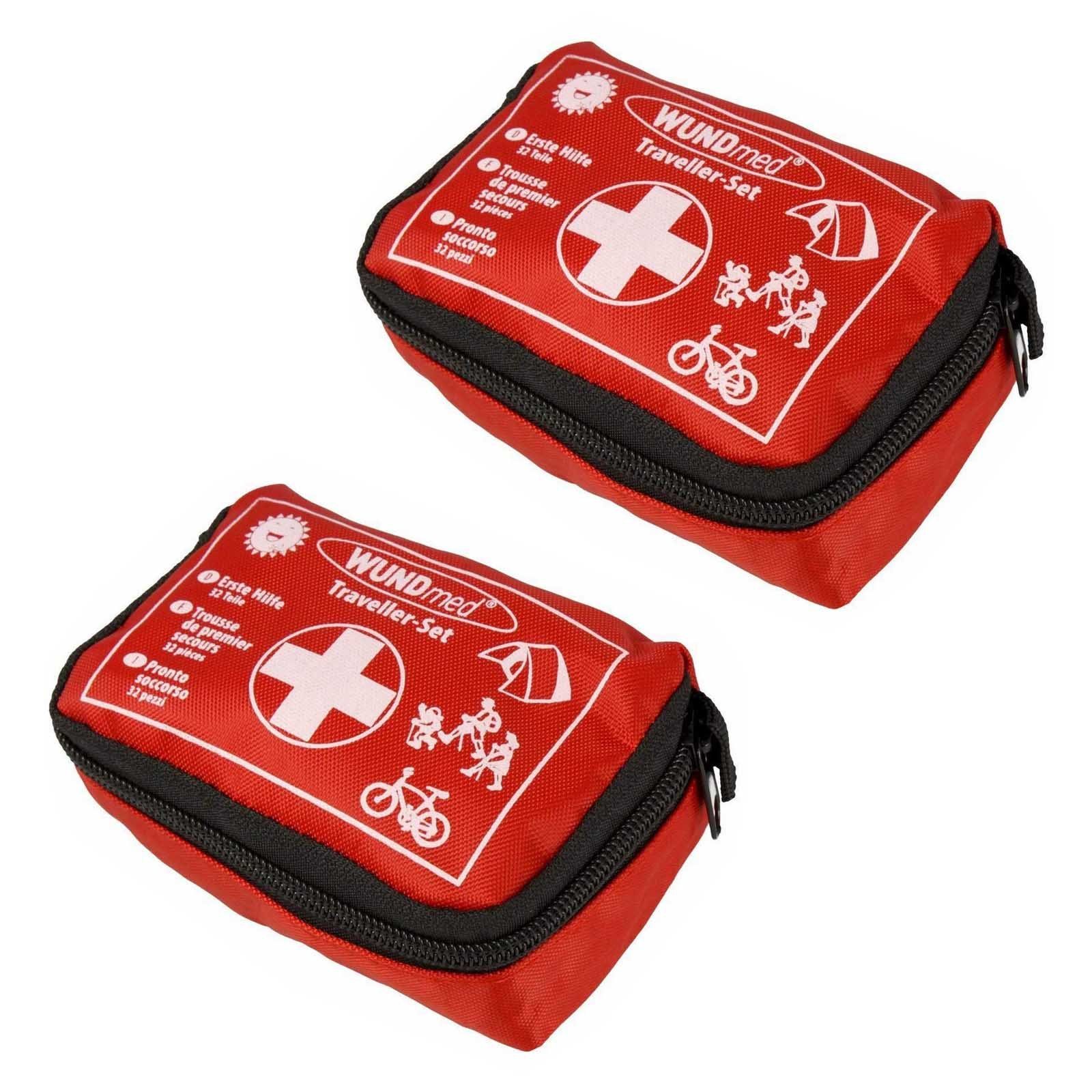 Erste-Hilfe-Set Wundmed Erste hilfe Set Traveller Set Outdoor Notfallset Verbandstasche Verbandsset, (Set, 2 St), 32 teilig