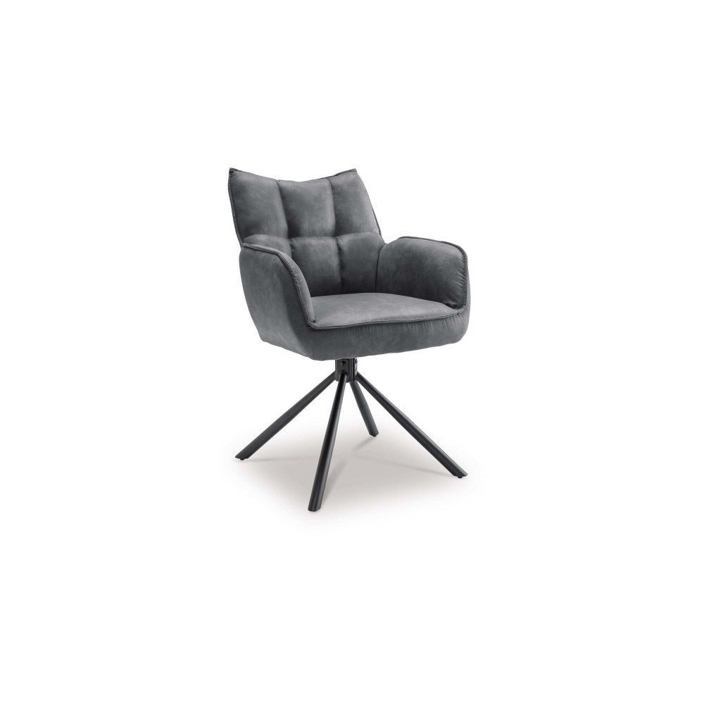 Natur24 Esszimmerstuhl Sessel Drehstuhl Berlin 62x62x89 Anthrazit 180° Drehgestell