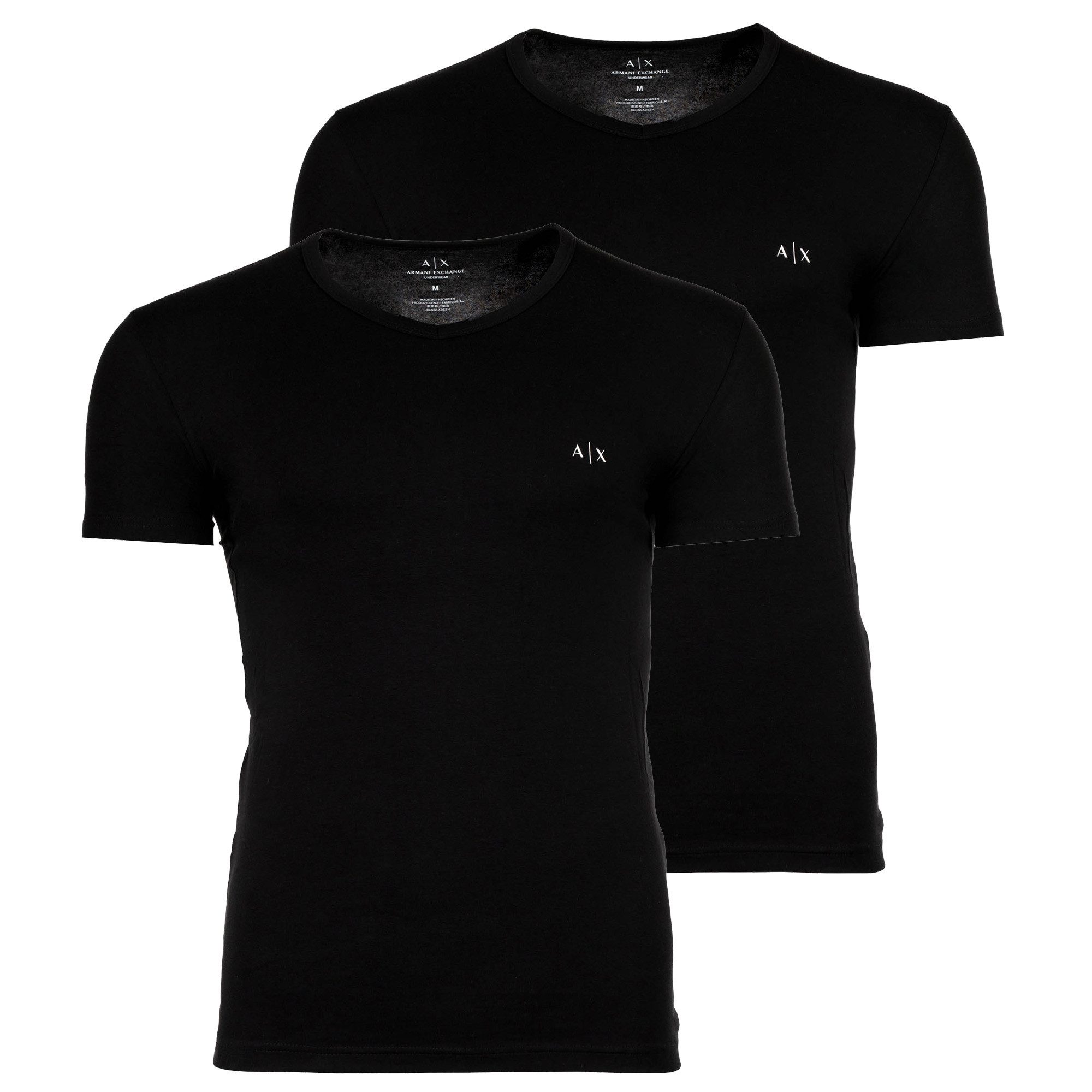 ARMANI EXCHANGE T-Shirt Herren T-Shirt, 2er Pack- V-Neck, Kurzarm, Logo