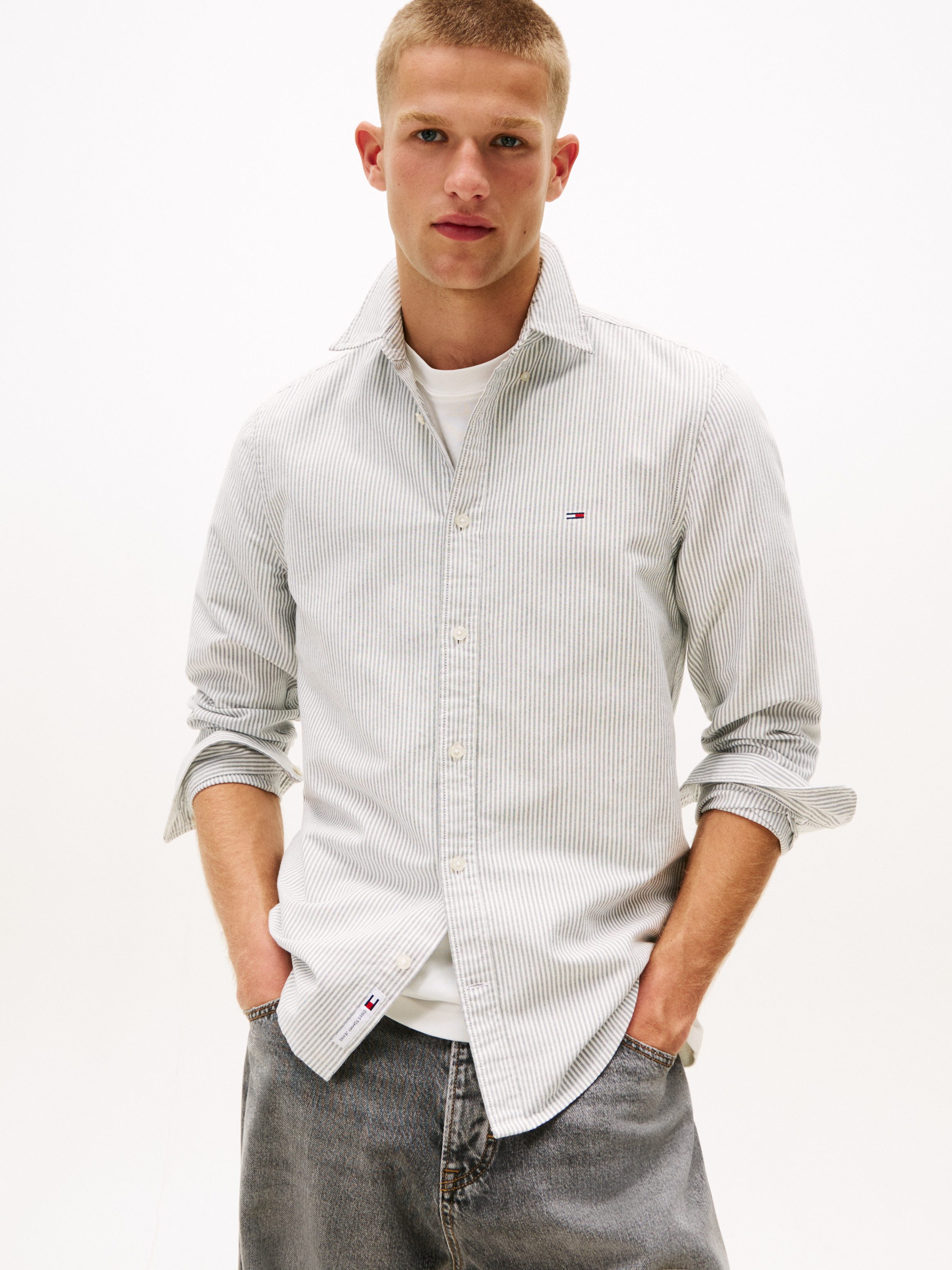 Tommy Jeans Langarmhemd TJM SLIM STRIPE OXFORD SHIRT EXT Mit Button-Down-Kr günstig online kaufen