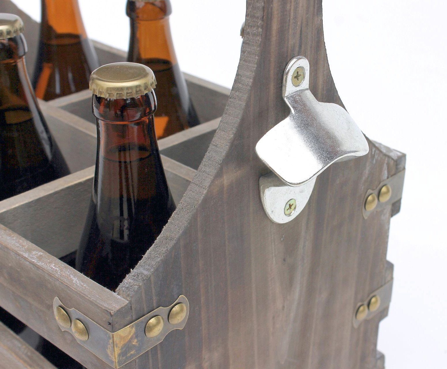 Holz Herren Handtasche Flaschenträger mit Öffner- 6 Flaschen Bierträger 