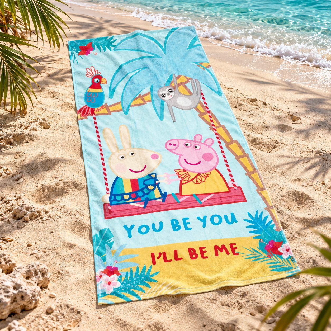 Peppa Pig Strandtuch Peppa Wutz Pig Luisa Löffel Badetuch XL Handtuch 70x140 cm, 100% Baumwolle – Bild 4 von 5