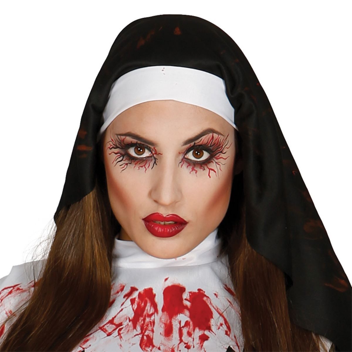 Fiestas Guirca Hexen-Kostüm Kostüm Lady Zombie Nonne Kleid,Haube,Gürtel Gr.L