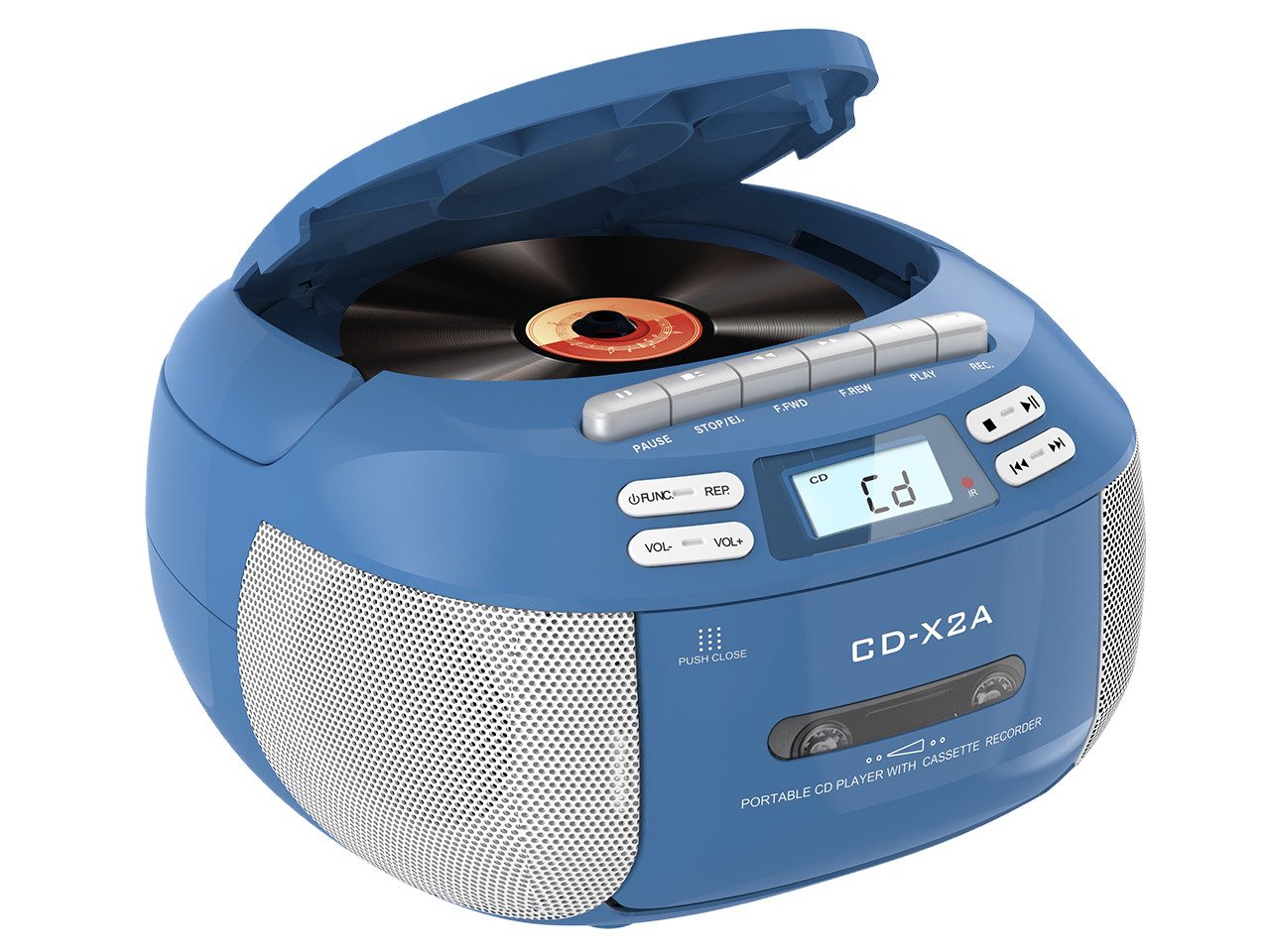 Greadio X2A Tragbarer CD-Player Kassettenrekorder mit Bluetooth FM Radio, blau tragbarer CD-Player (Bluetooth) – Bild 4 von 5