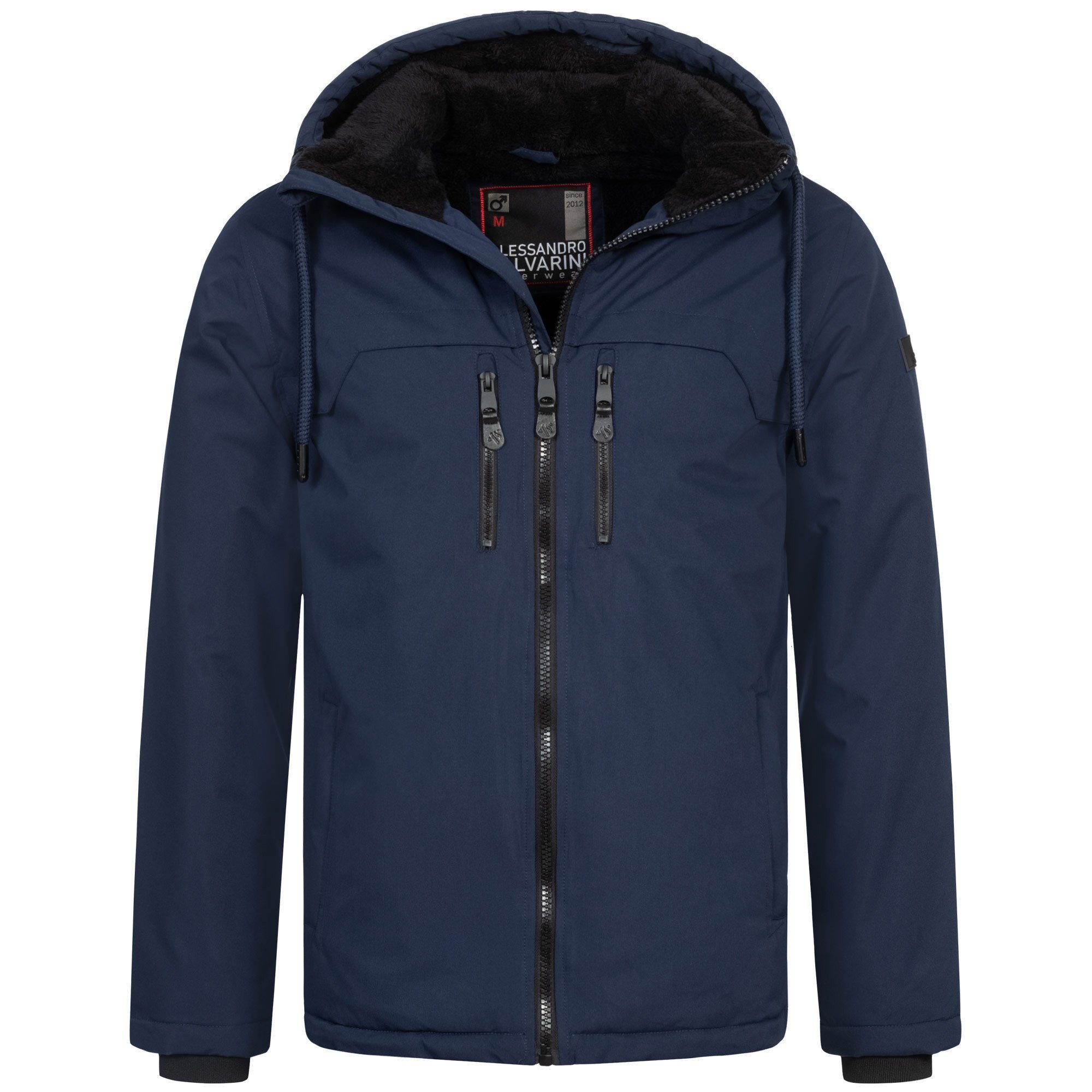 Alessandro ASMori mit Salvarini Winterjacke Navy Teddyfell warmem