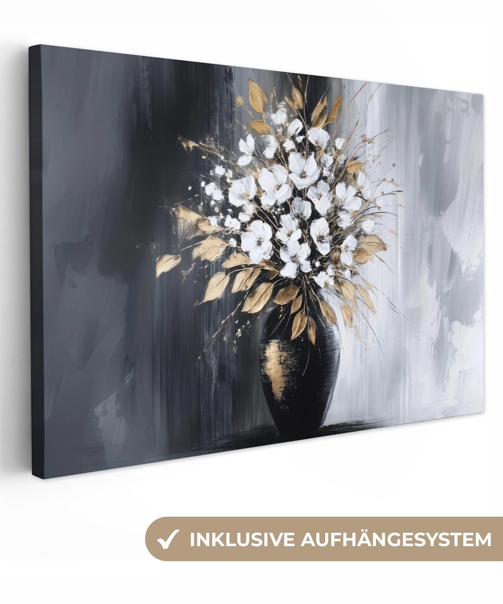 OneMillionCanvasses® Leinwandbild Blumen - Weiß - Vase - Abstrakt, Fotodruc günstig online kaufen