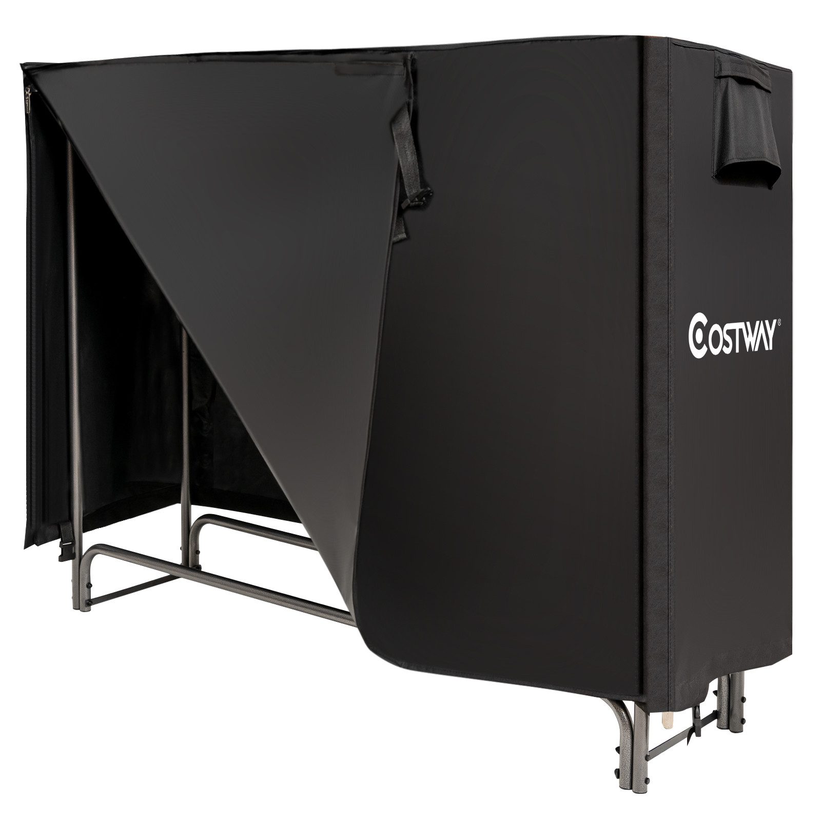 COSTWAY Kaminholzregal Brennholzregal, BxTxH:36x123x123 cm, Metall, mit Abdeckung
