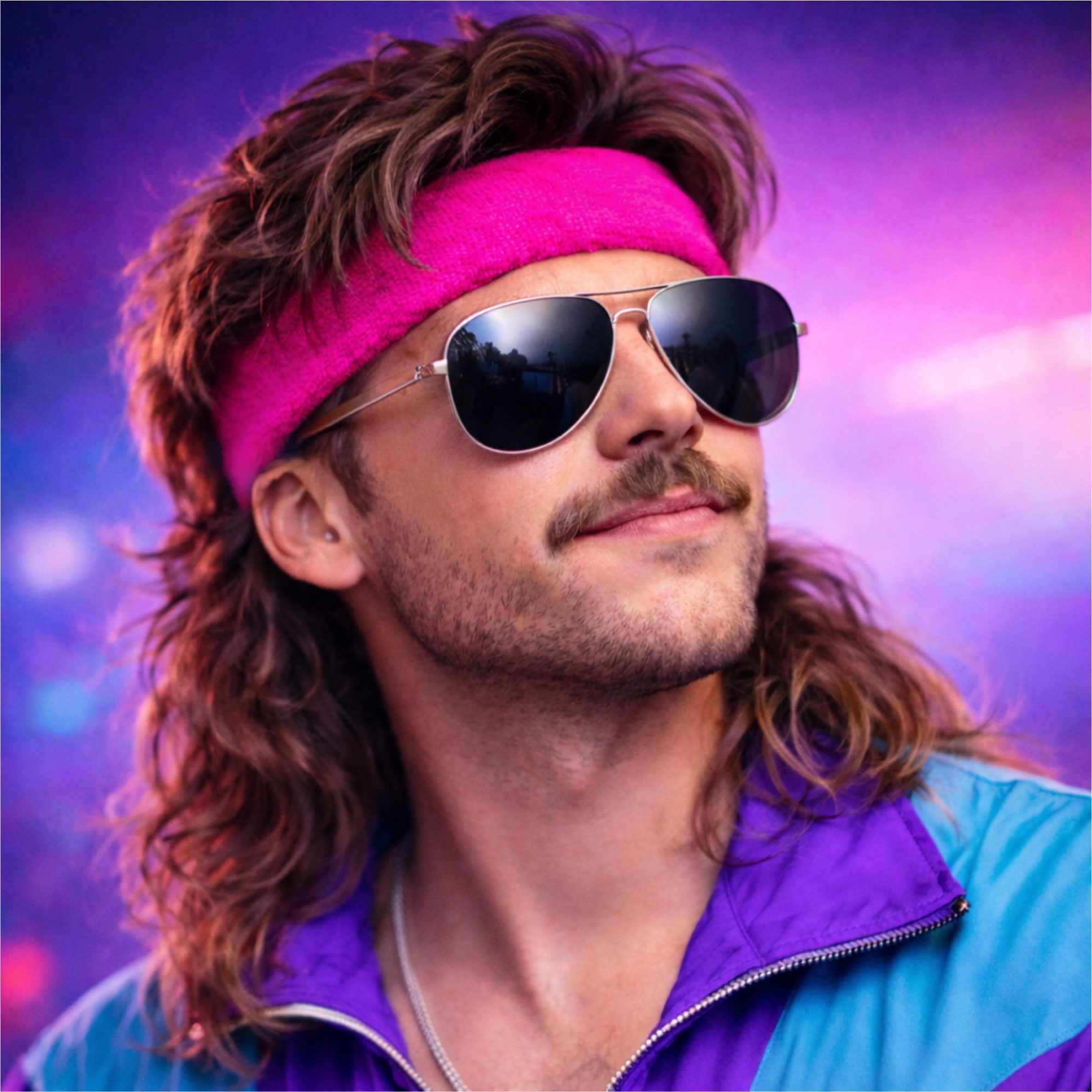 Kostümheld® Schweißband 3 in 1 Schweißband Set - mit Stirnband - Retro 90 K günstig online kaufen