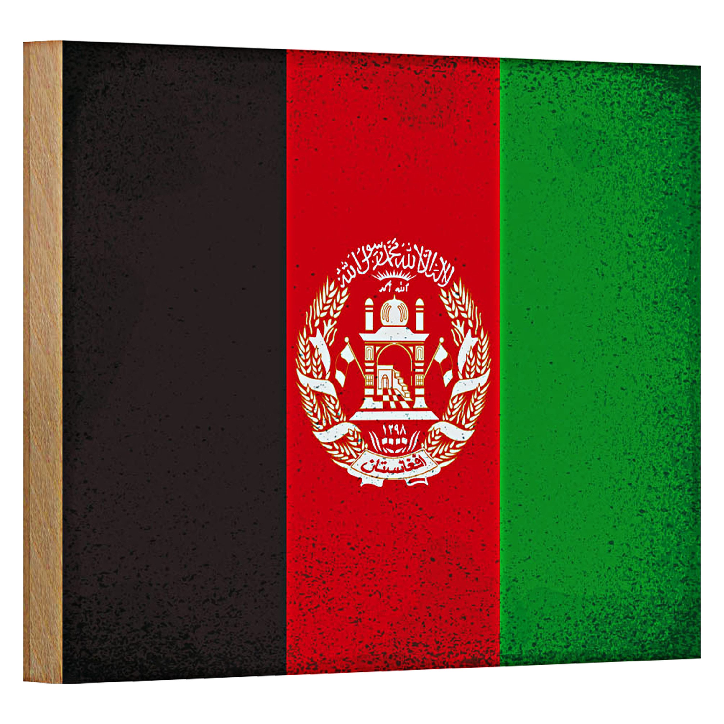 Roomando Holzbild Flagge Afghanistan 18x12cm Afghanistan Vintage