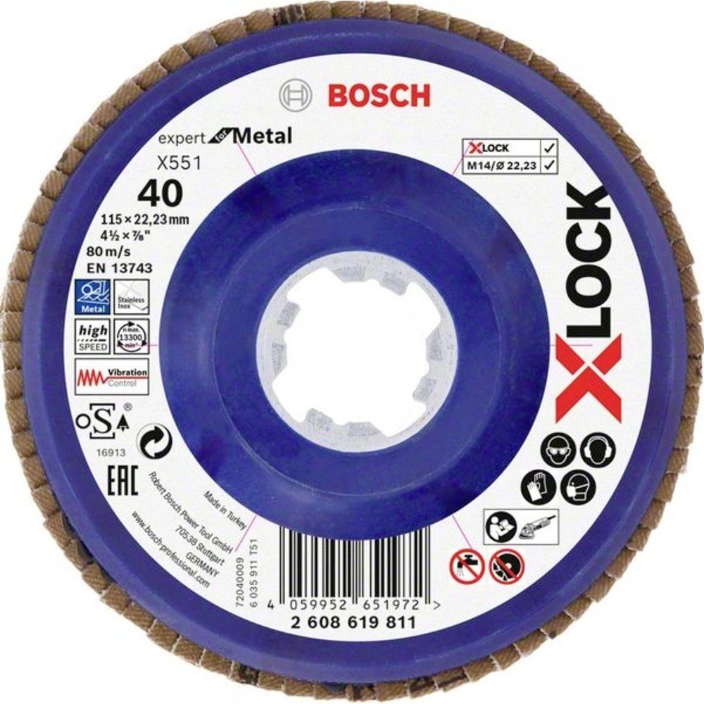 Bosch Professional Schleifscheibe Bosch Accessories 2608619811 X551 Fächerschleifscheibe Durchmesser 115