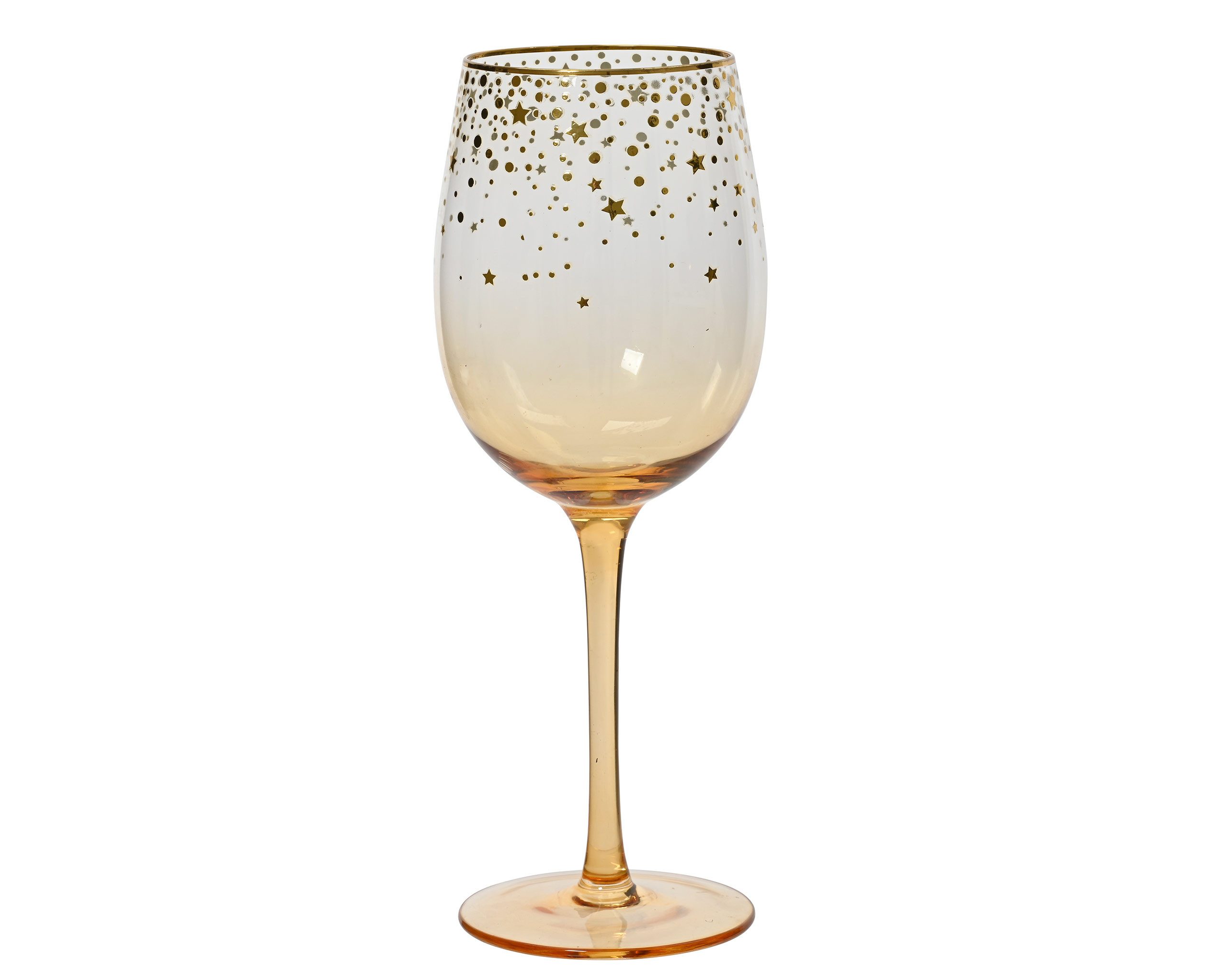 Kaemingk Weinglas, Glas, Weinglas 22,6cm Glas mit Sternen 1 Stück Apricot / Gold
