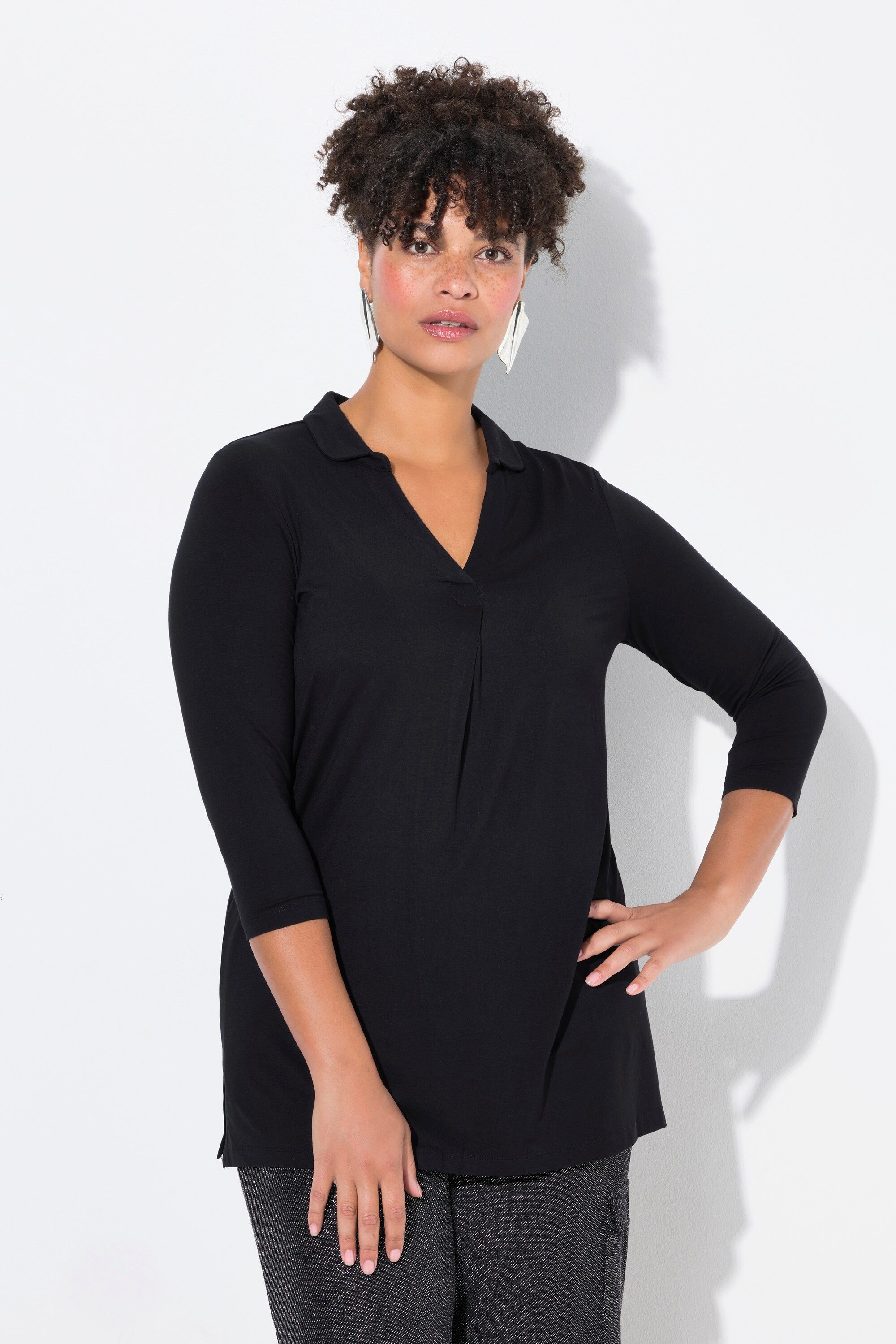 MIAMODA T-Shirt Blusenshirt Straight Fit Hemdkragen günstig online kaufen