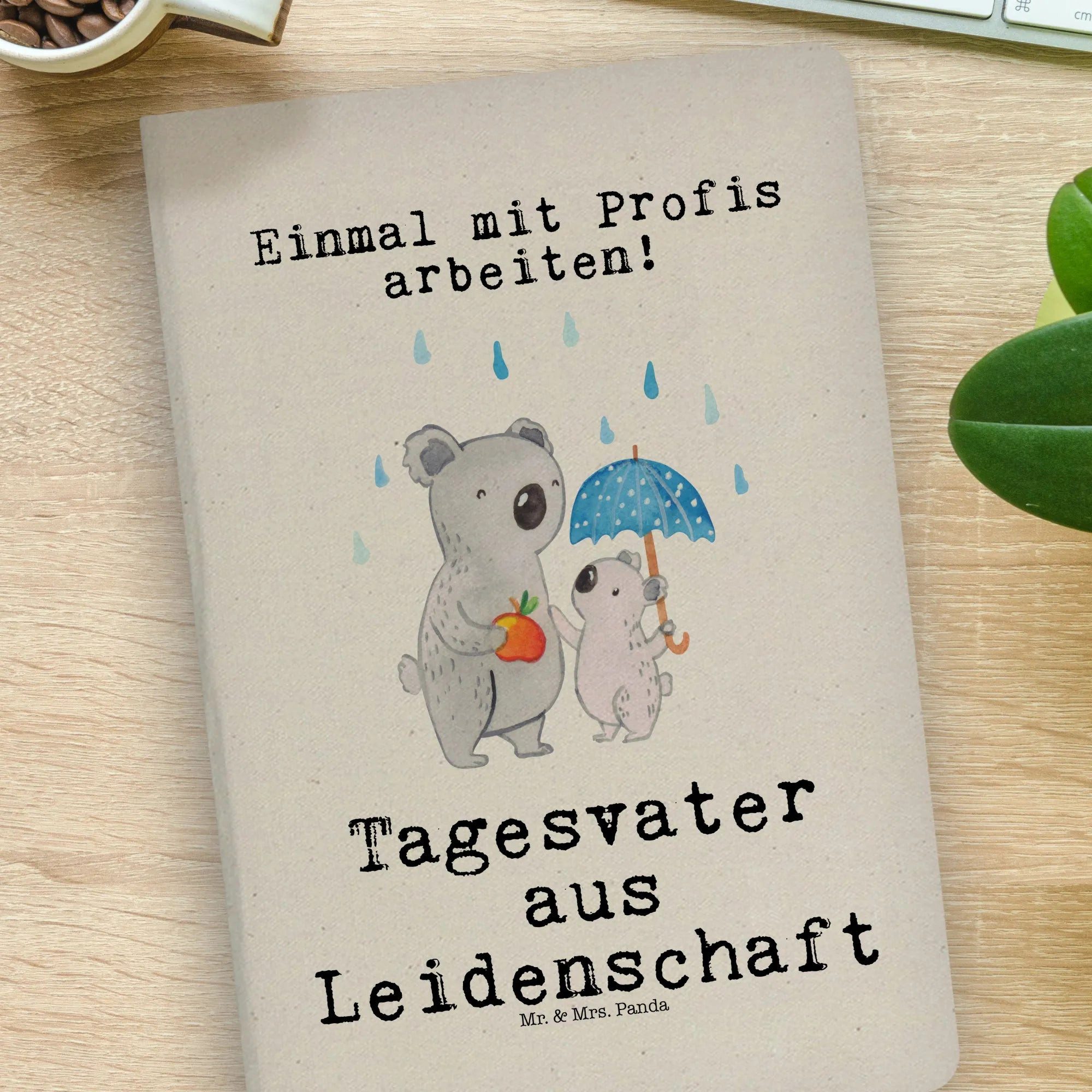 Thumbnail - Mr. & Mrs. Panda Notizbuch Tagesvater Leidenschaft - Transparent - Geschenk, DIN A4 Schüler Noti Mr. & Mrs. Panda, Bezau...