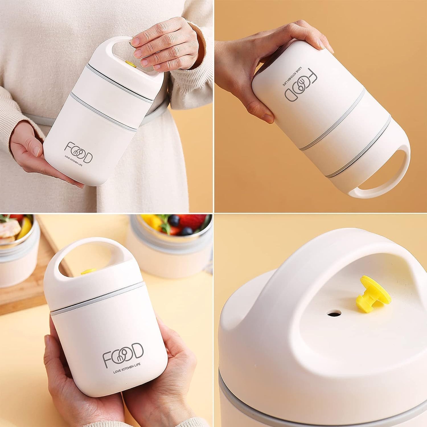 Minicloss Thermobehälter Edelstahl Thermobehälter für Essen 680ml, Edelstahl, Essensbehälter für unterwegs