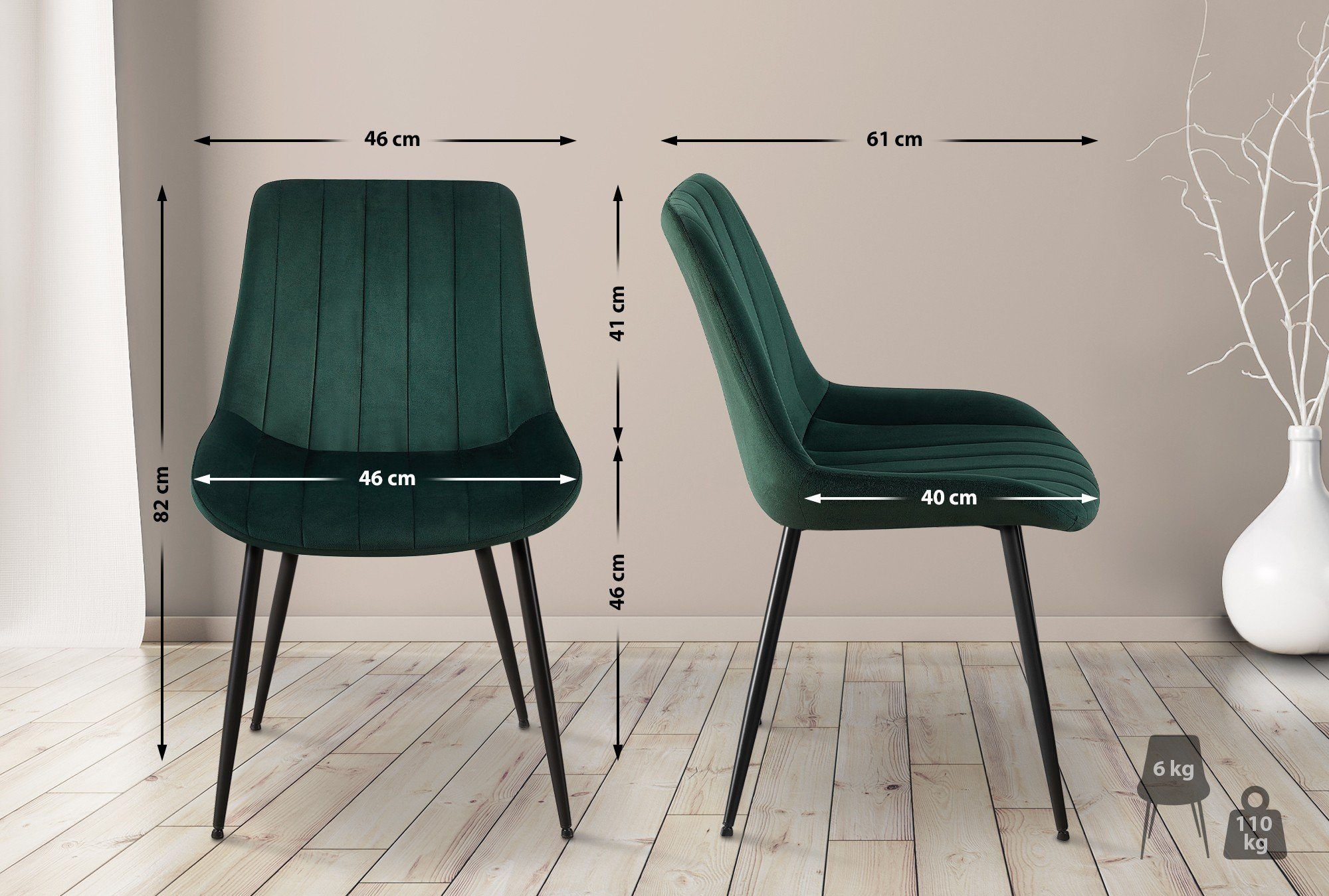 CLP Esszimmerstuhl Rahden Samt, 4-Fuß-Gestell, Metall, gepolstert günstig online kaufen