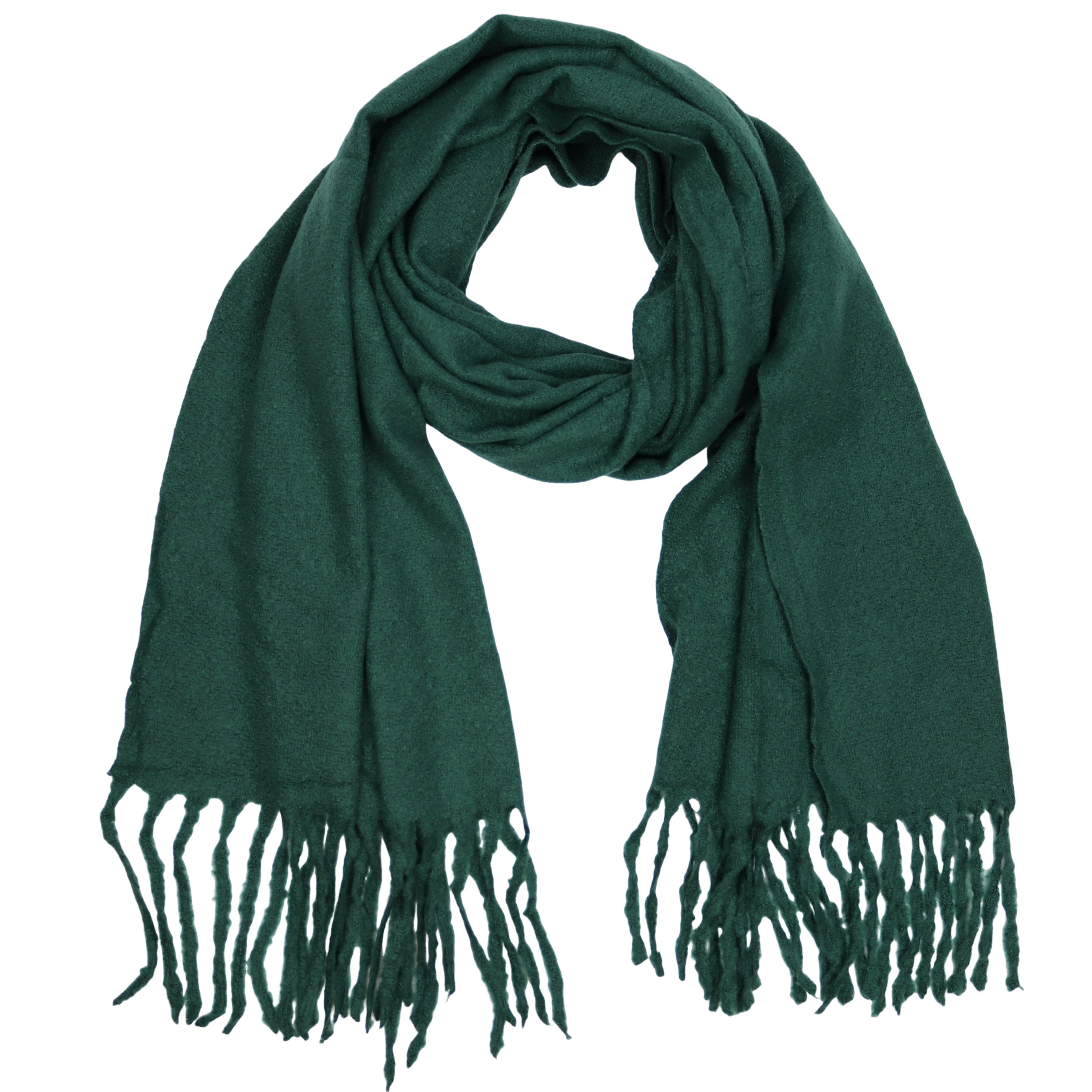 MIRROSI Modeschal weicher und warmer Unifarbe Schal mit Fransen, 65x180cm, Feine Struktur, Damen Halstuch ideal für Herbst und Winter