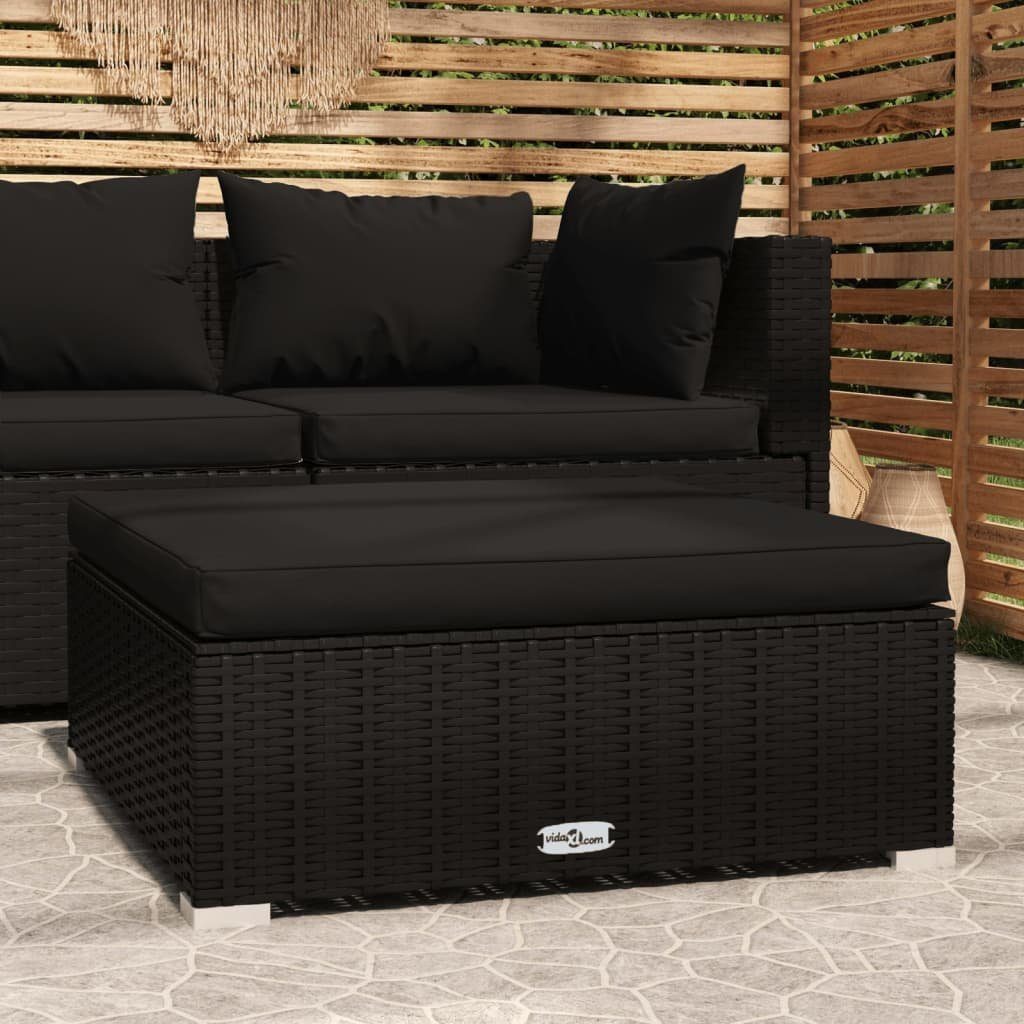 vidaXL Loungesofa Gartenhocker mit Kissen Schwarz 70x70x30 cm Poly Rattan, 1 Teile | Alle Sofas