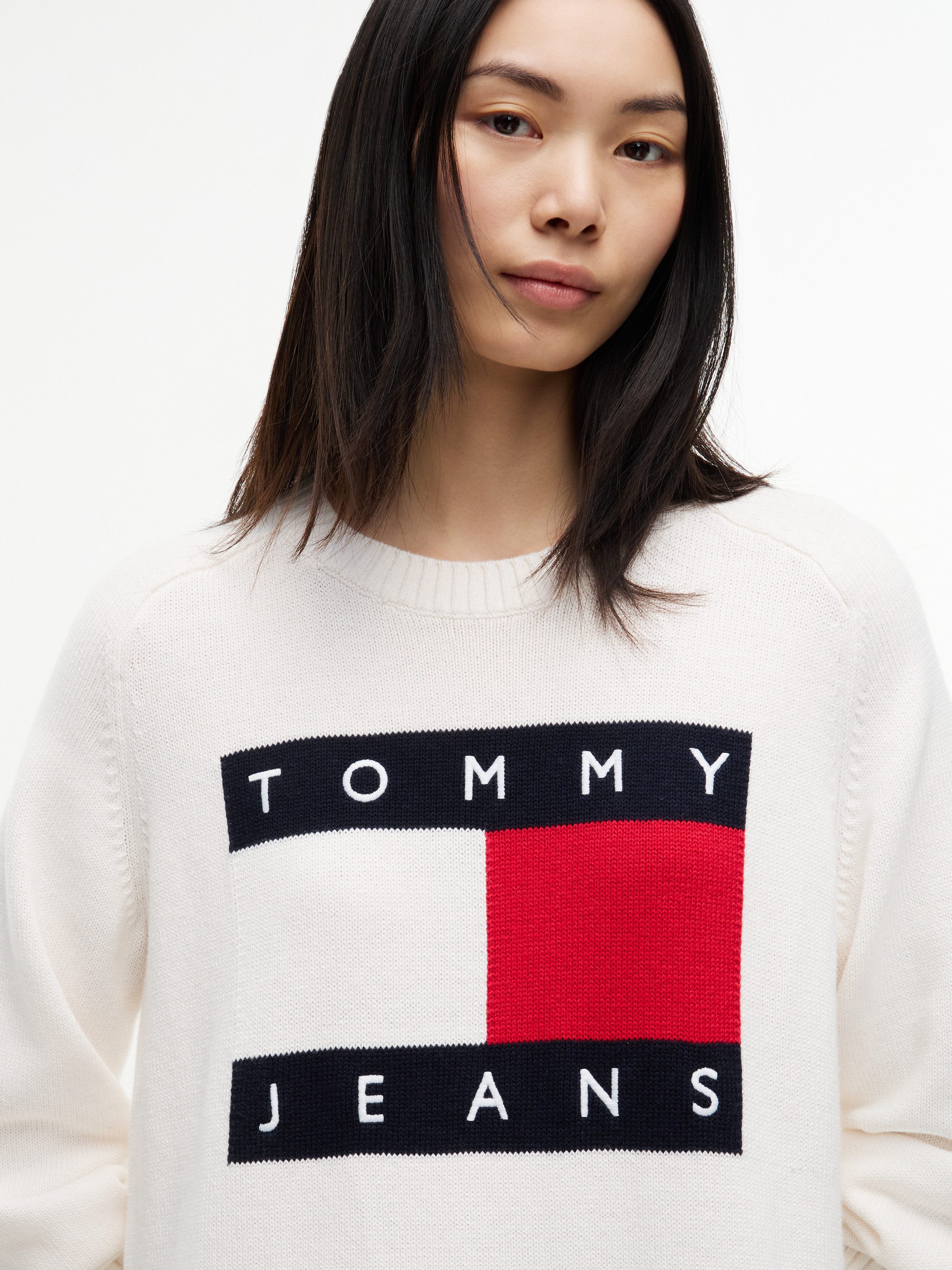 Tommy Jeans Sweatkleid TJW SWEATER FLAG DRESS EXT Baumwollmischung